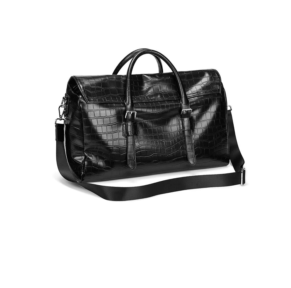 Black croc bag side view
