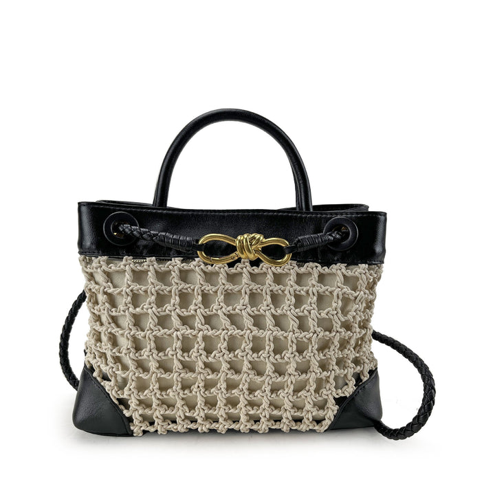 Summer coastal bag in rope and blue leather