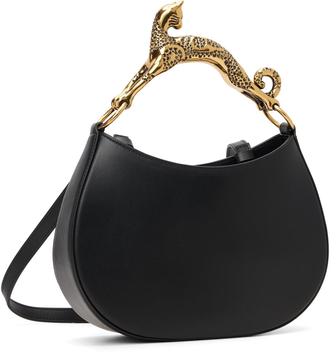 Sculptural Cat Handle Hobo Bag - Genuine Lamb Leather Luxury Handbag