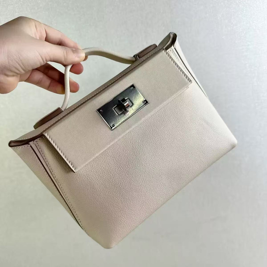 Pebbled Leather Top Handle Bag