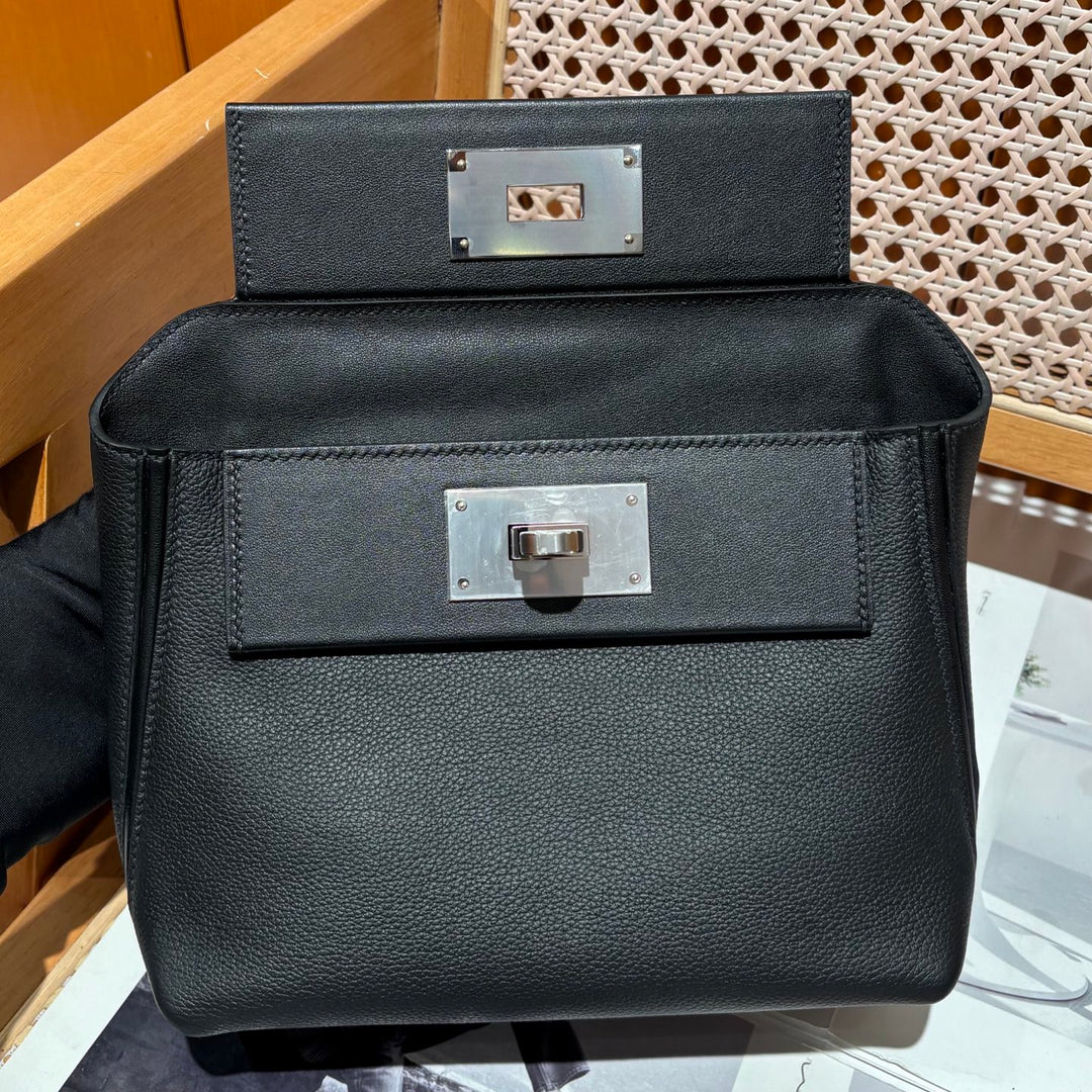 Pebbled Leather Top Handle Bag