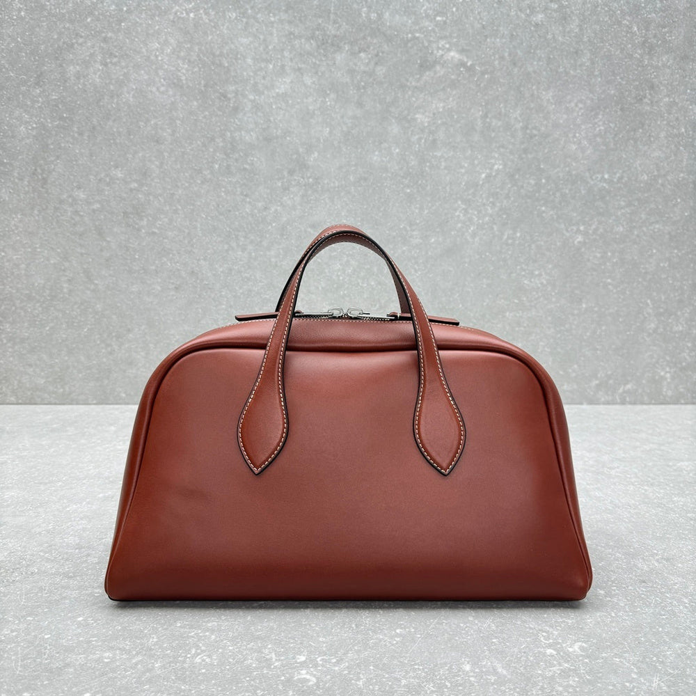 Black carryall bag side view