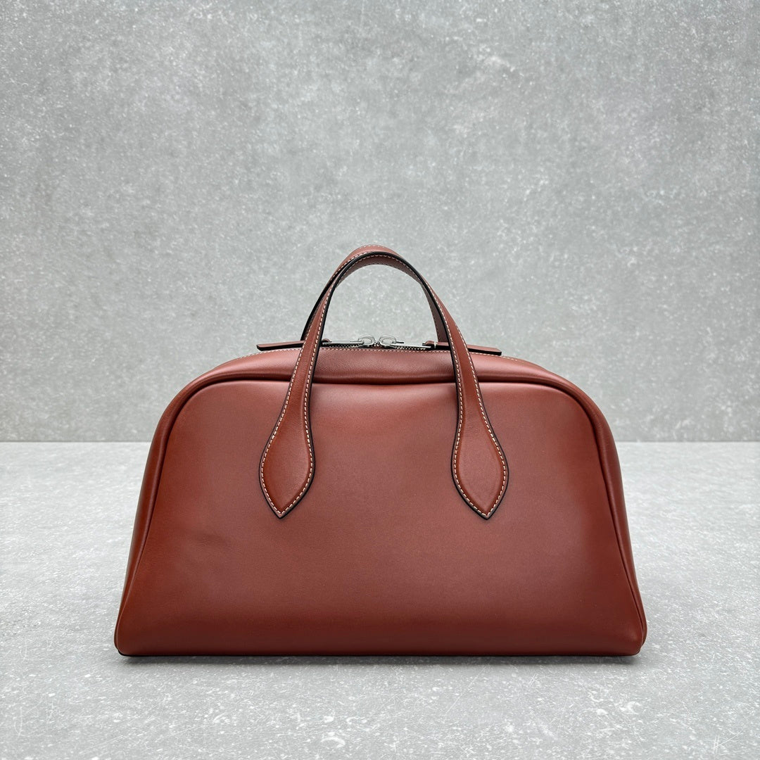 Black carryall bag side view