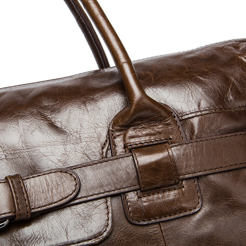 Premium full grain leather duffel for men and women