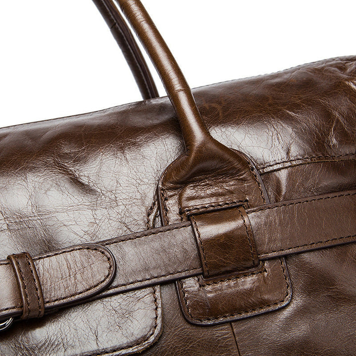 Premium full grain leather duffel for men and women