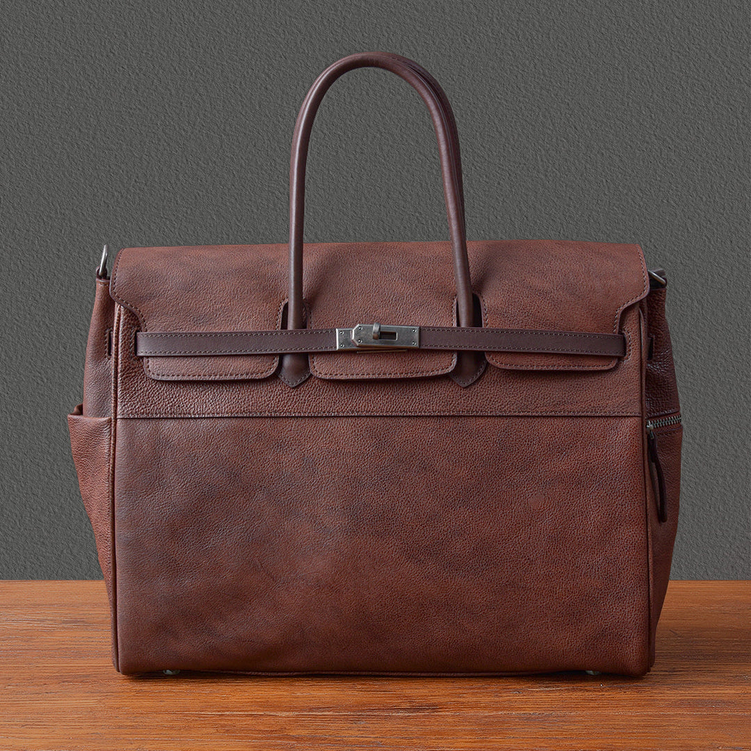 Pebbled leather artisan work bag