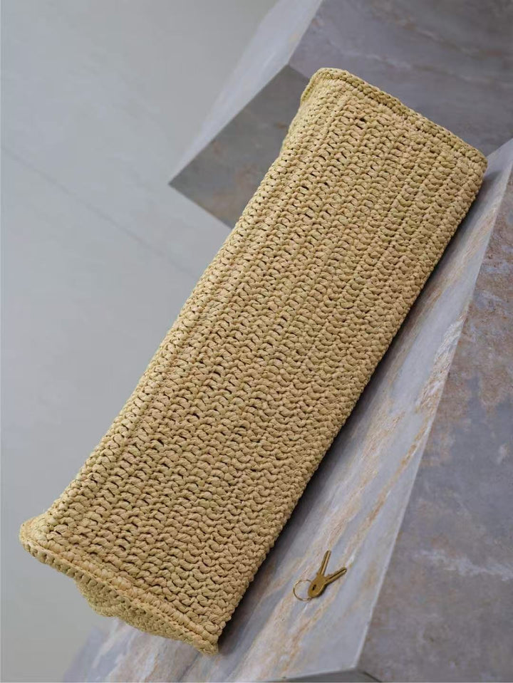 Large crochet raffia bag with structured base