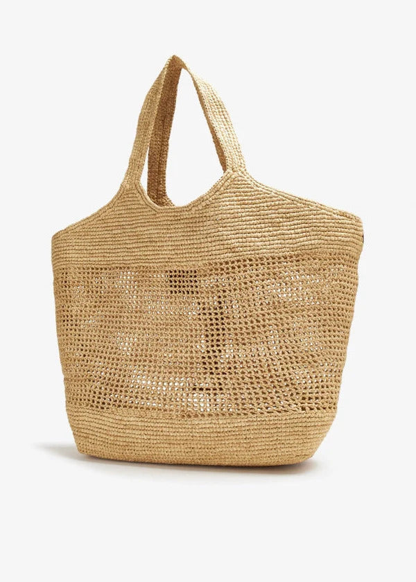 Raffia tote bag side view