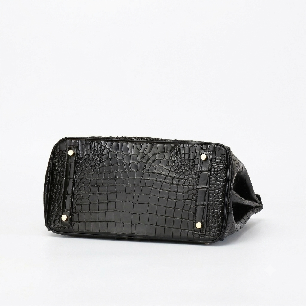 Croc Embossed Leather Handbag