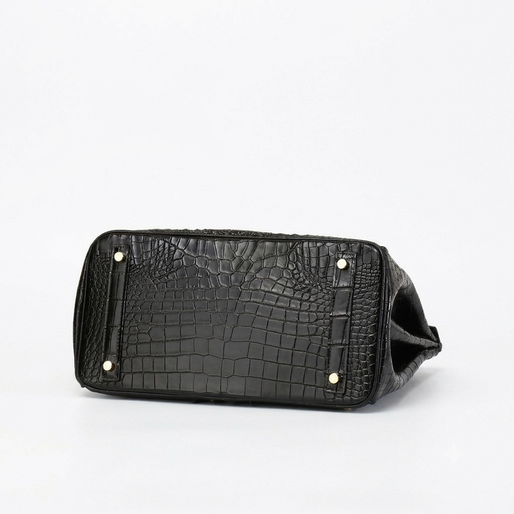 Croc Embossed Leather Handbag