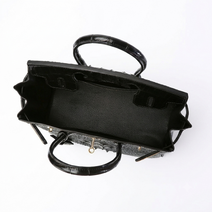 Croc Embossed Leather Handbag