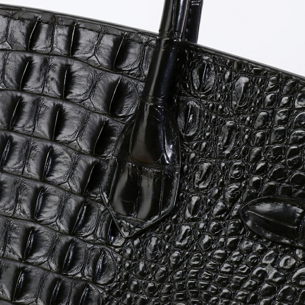 Croc Embossed Leather Handbag
