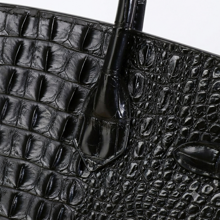 Croc Embossed Leather Handbag