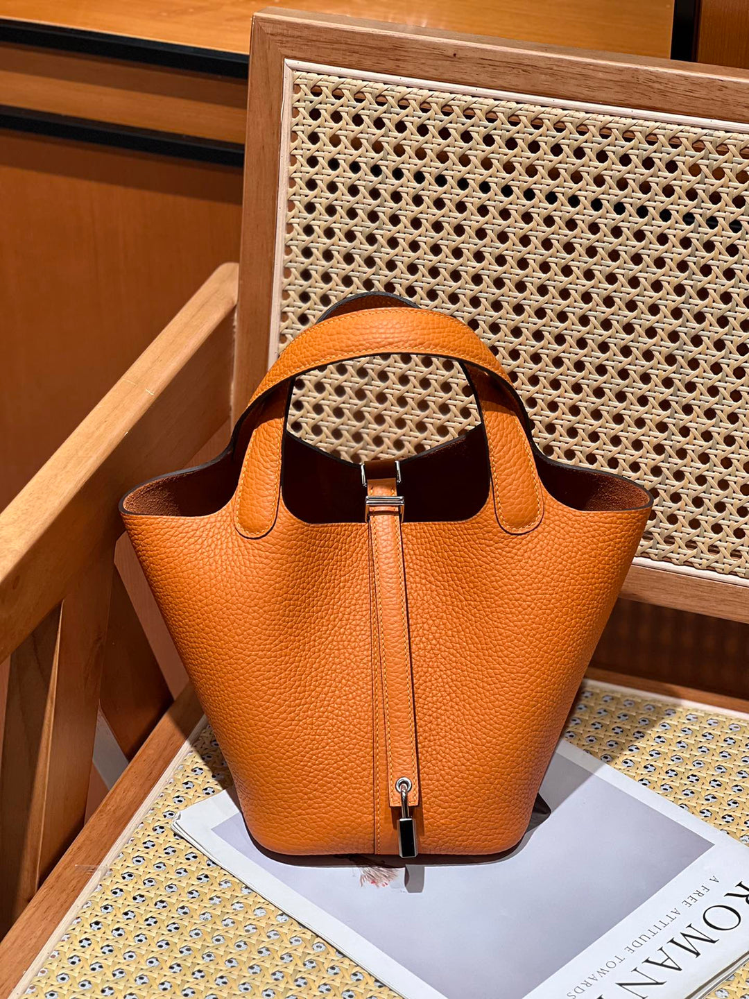 Pebbled Leather Bucket  bag