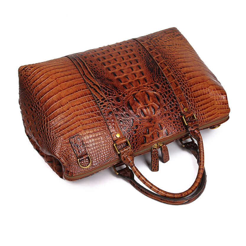 Large croc leather duffel bag for travel