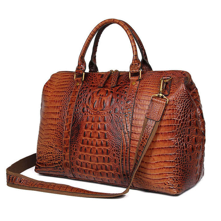 Crocodile pattern leather holdall bag
