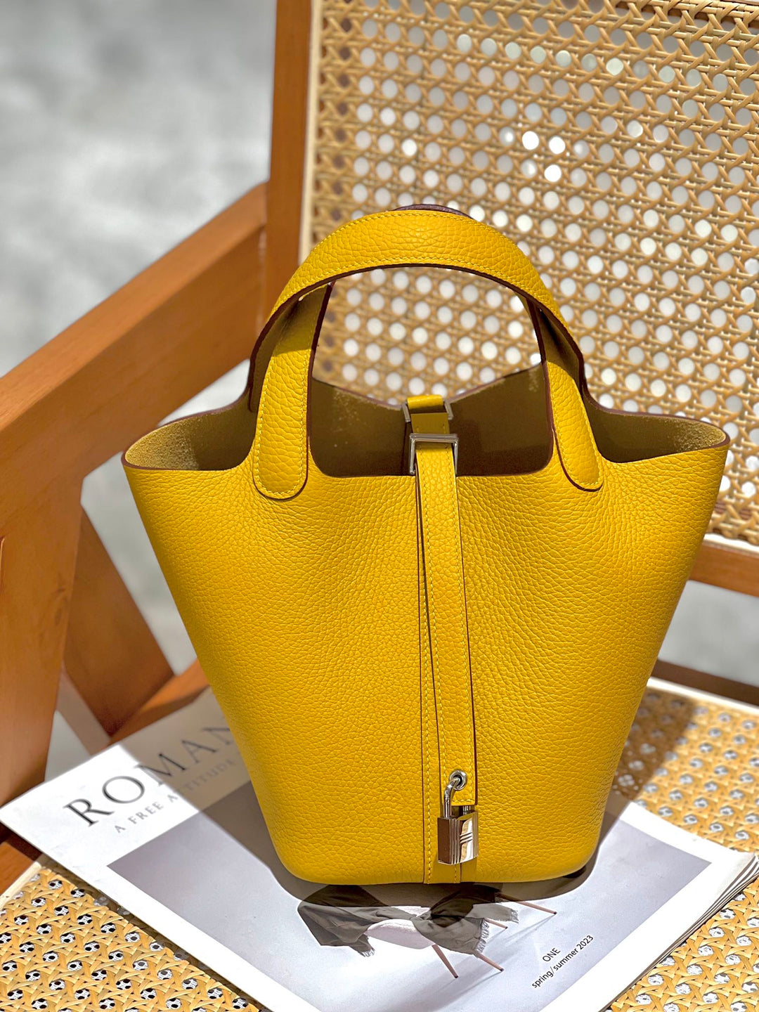 Pebbled Leather Bucket  bag