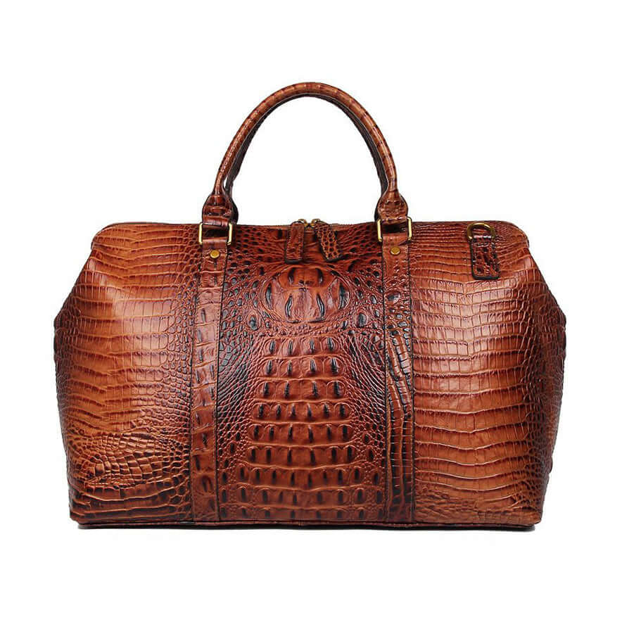 Brown croc bag handle detail