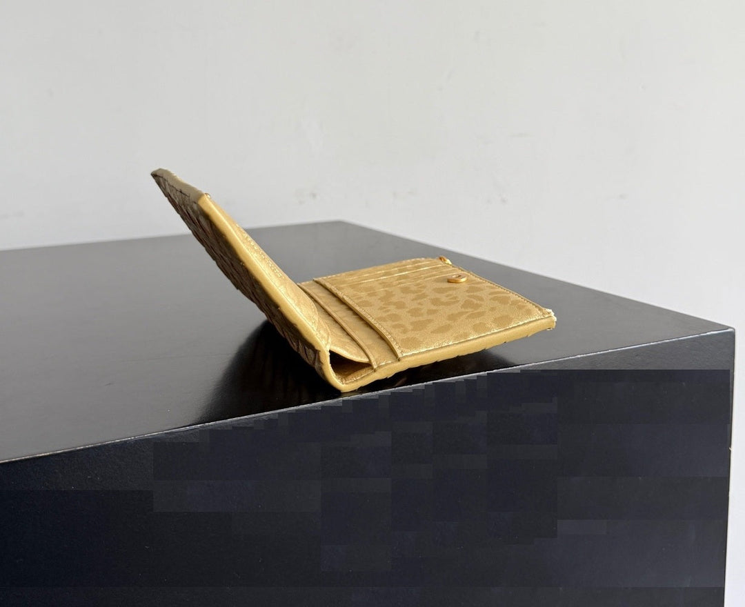 Luxury intrecciato gold zip wallet for women