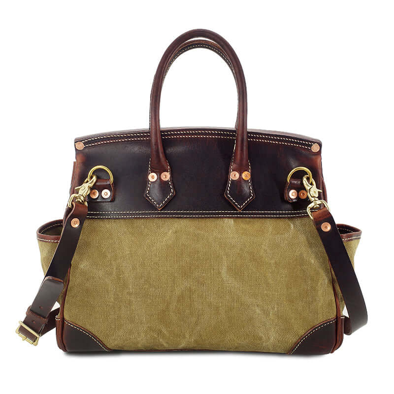 Canvas tote bag with white contrast stitching