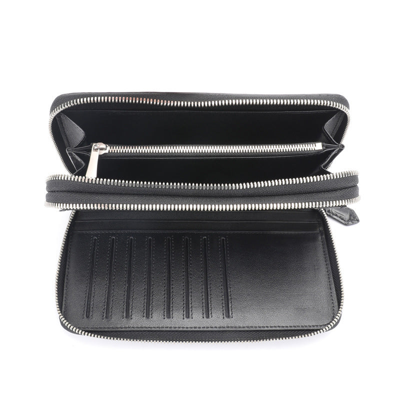 Premium crocodile pattern leather clutch wallet