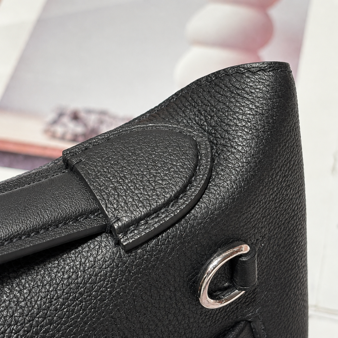 Pebbled Leather Top Handle Bag
