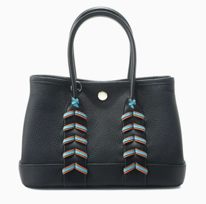 Mini Garden Party tote bag in brown Togo calfskin with Clou de Selle snap closure
