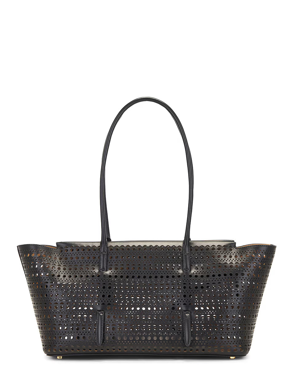 Statement perforated leather shoulder bag