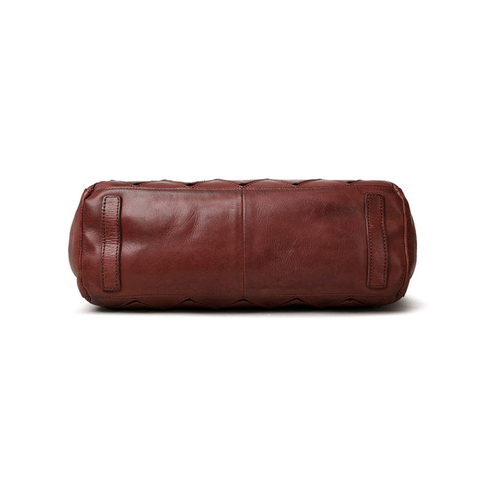 Rich brown leather quilted bag with crossbody strap
