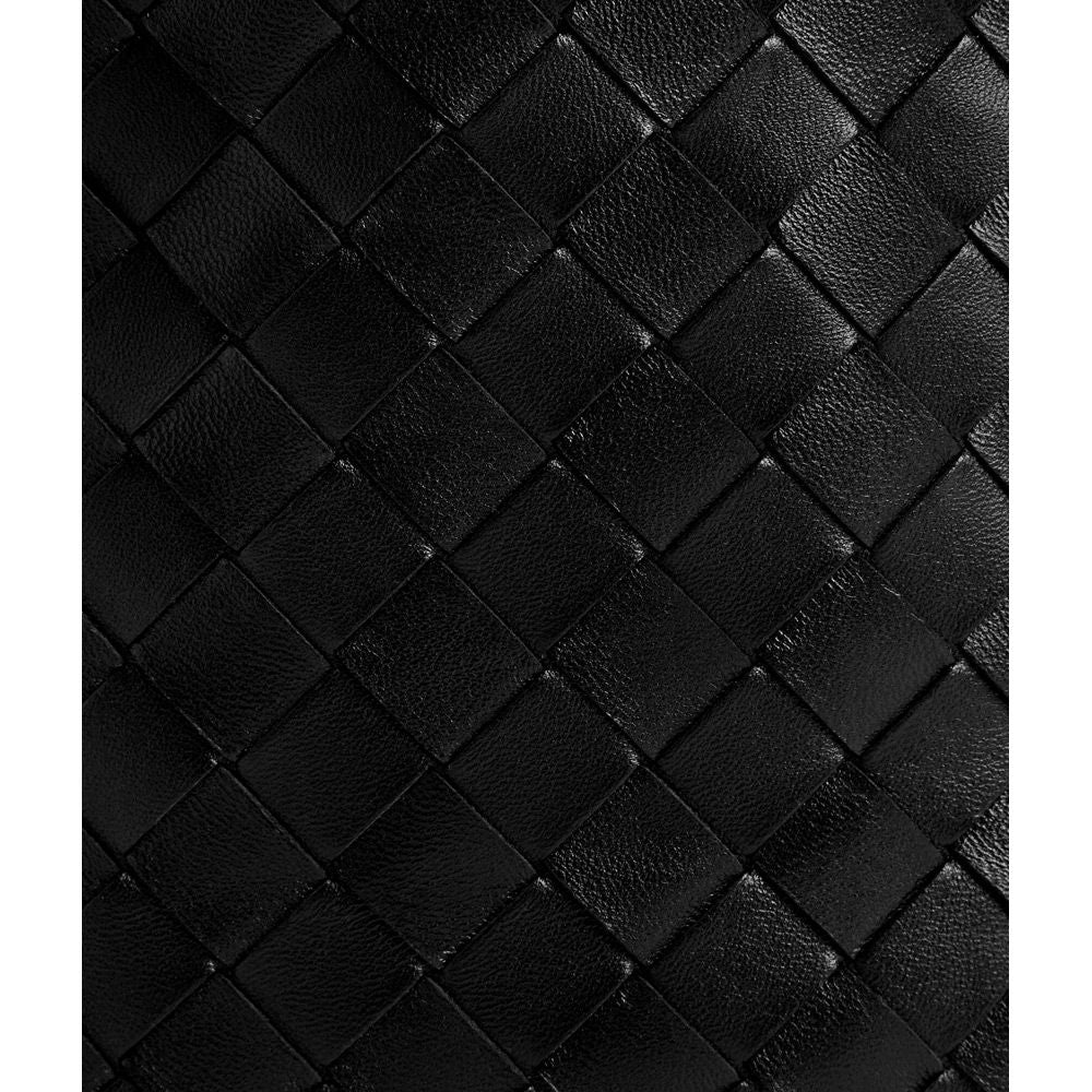 Close-up of black woven leather texture